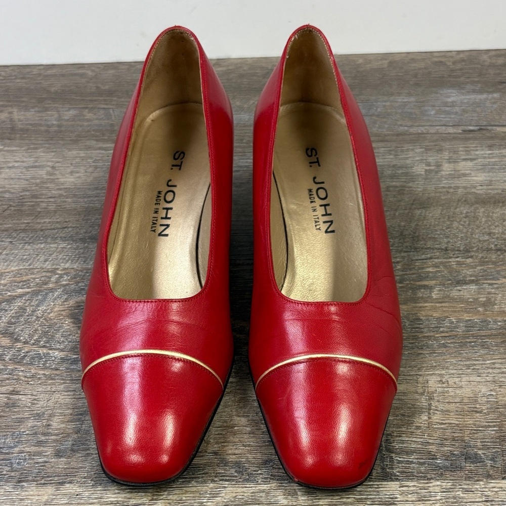 St. John Red Leather Pumps – Size 7.5 AA – Made in Italy